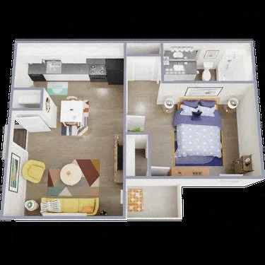 a floor plan of a house with a bedroom and a living room